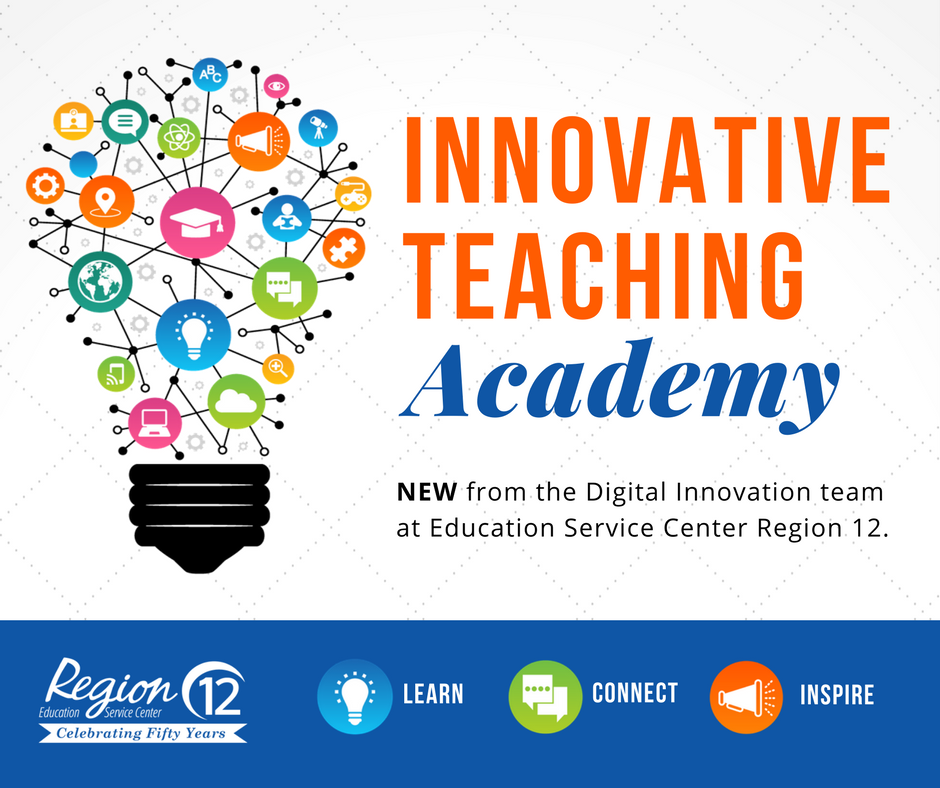 Innovative Teaching Academy Logo- Lightbulb comprised of technology icons